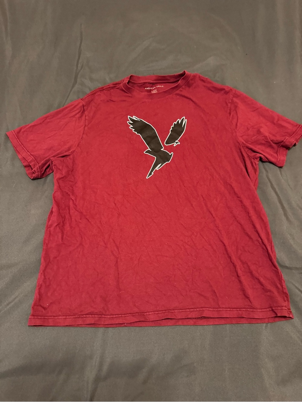 American Eagle Outfitters Maroon Crewneck Tee with Bird Graphic